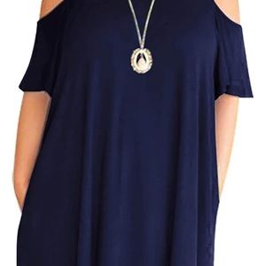 Navy blue Woman’s plus size cold shoulder t-shirt/swing dress